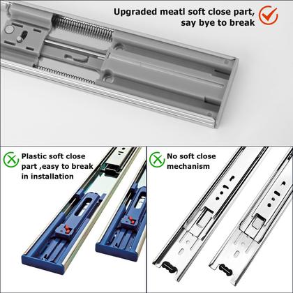 Imagem de Drawer Slides LONTAN de 16 polegadas Soft Close, extensão total de 3 dobras
