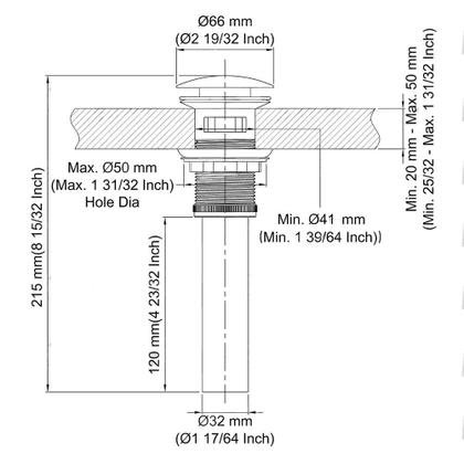 Imagem de Dreno de pia de banheiro VOTON Pop-Up Black Brass, 6x6x10cm