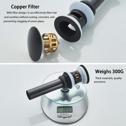 Imagem de Dreno de pia de banheiro VOTON Pop-Up Black Brass, 6x6x10cm