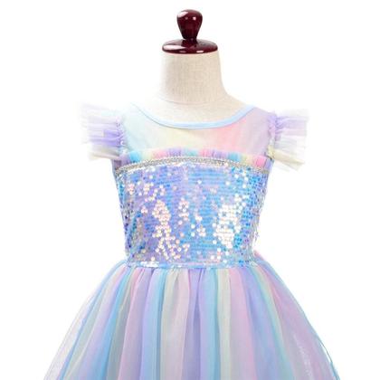 Imagem de Dressy Margarida Unicórnio Aniversário Arco-íris Tule Vestido Princesa Fantasia Fantasia Roupa de Festa para Crianças Tamanho 4T 5T