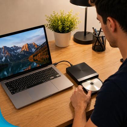 Imagem de Drive Óptico Externo Para Notebook Computador Leitor CD DVD USB Home Office