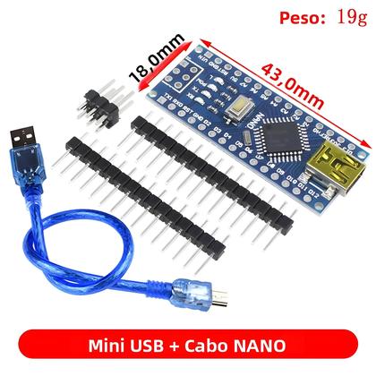 Imagem de Driver Mini Nano 3.0 USB Compatível Com Controlador ATMEGA328P Para Arduino Tipo-C Micro USB