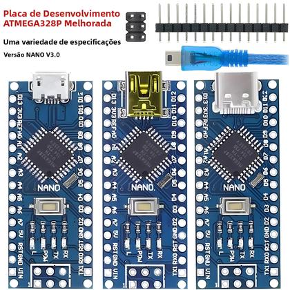 Imagem de Driver Mini Nano 3.0 USB Compatível Com Controlador ATMEGA328P Para Arduino Tipo-C Micro USB
