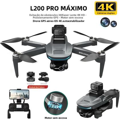 Imagem de Drone 4K L200 pro MAX Com Câmera Dupla 360 graus Quadcopter RC FPV Com Motor Sem Escovas E Evitação De