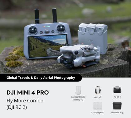 Imagem de Drone dji mini 4 pro fly more combo plus rc2 com 3 baterias 34min