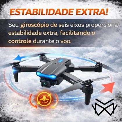 Imagem de Drone E99 Pro 4K WiFi FPV Dobrável com Câmera Ajustável 90, Retenção de Altitude, Retorno com 1 Tecla, Modo Sem Cabeça, Giro 360, Voo por Trajetória