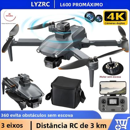 Imagem de Drone GPS 4K L600 pro MAX Com Câmera Dupla HD, Estabilizador PTZ De 3 Eixos, Wi-Fi 5G, Evita