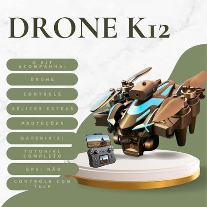 Imagem de Drone K12 MAX Mini, com Tela HD e Câmera 8K - 2 Baterias Evita Obstáculos