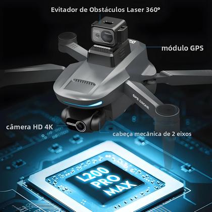 Imagem de Drone Profissional 4K GPS L200 pro MAX Com Motor Sem Escovas E Gimbal De 2 Eixos 360 graus