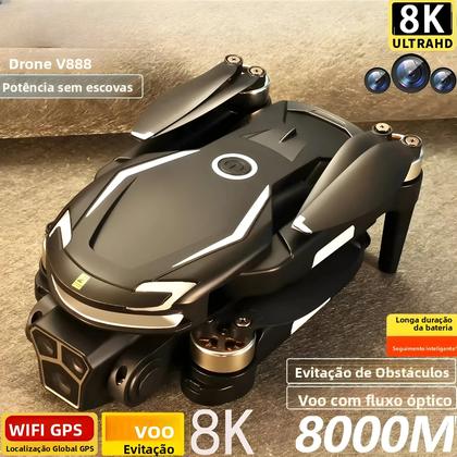 Imagem de Drone Profissional V88 Com Câmera Dupla 8K, Evita Obstáculos Omnidirecionais, GPS, Quadcopter