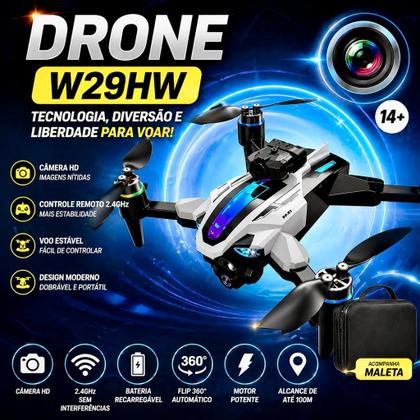 Imagem de Drone W29HW Profissional Motor Brushless Câmera HD Ajustável 120 Graus Voo Estável WiFi FPV Com Male