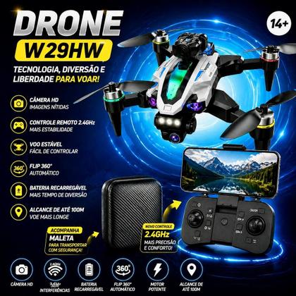 Imagem de Drone W29HW Profissional Motor Brushless Câmera HD Ajustável 120 Graus Voo Estável WiFi FPV Com Male