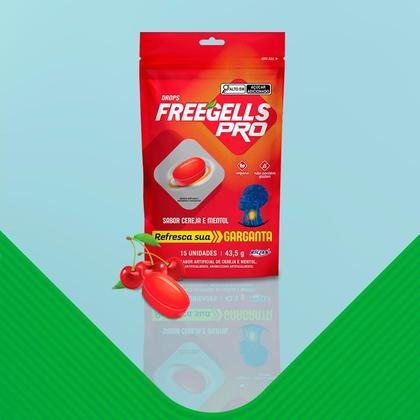 Imagem de Drops Freegells Pro Sabor Cereja e Mentol 15 Unidades
