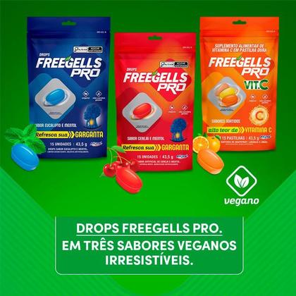 Imagem de Drops Freegells Pro Sabor Cereja e Mentol 15 Unidades