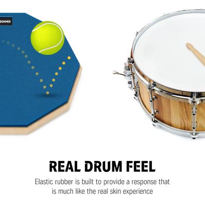 Imagem de Drum Practice Pad Donner de 12 polegadas Silent Blue com baquetas