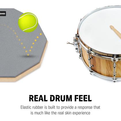 Imagem de Drum Practice Pad Donner Silent de 8 polegadas com baquetas cinza