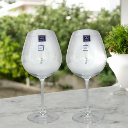 Imagem de Duas Unidades Taças de Vinho Tinto 650ml Cristal Bohemia
