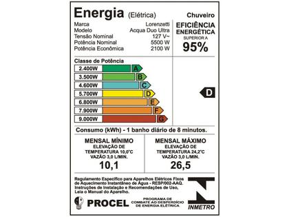 Imagem de Ducha Acqua Duo Ultra Branca/Cromada 5500W 127V 7510103 Lorenzetti