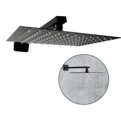 Imagem de Ducha BLACK Aço Inox Quadrada 30x30 Área Externa Piscina 30cm