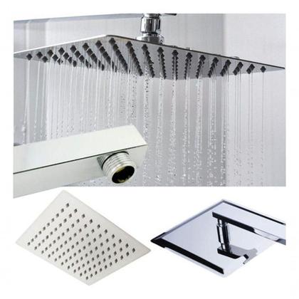 Imagem de Ducha Chuveiro 20x20 Slim Inox Com Braço 36 Cm