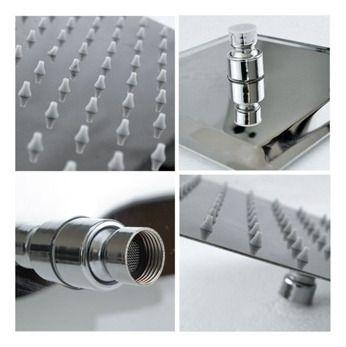 Imagem de Ducha Chuveiro 20x20 Slim Inox Com Braço 36 Cm