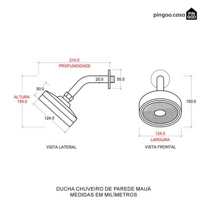 Imagem de Ducha Chuveiro Autolimpante Redondo de Parede Mauá Pingoo.casa