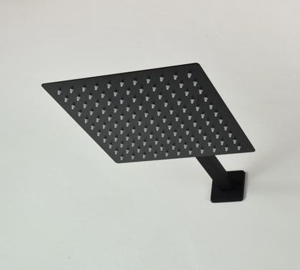 Imagem de Ducha Chuveiro Black 25x25 Slim Inox Com Braço Quadrad Fosco