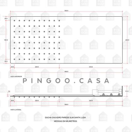 Imagem de Ducha Chuveiro De Parede Slim Aço Inox 304 Santa Luzia Pingoo.casa - Dourado