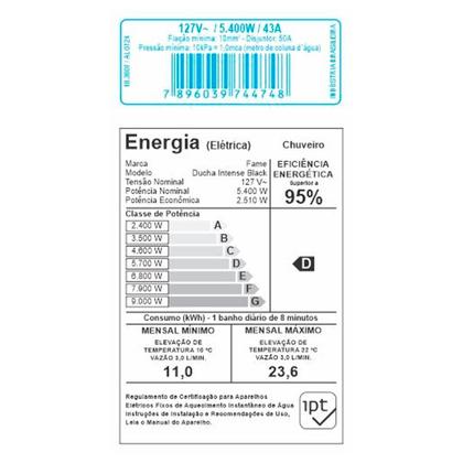 Imagem de Ducha Chuveiro Intense Super Potente Desviador Inteligente Controle Eletrônico de temperatura Preto Fame