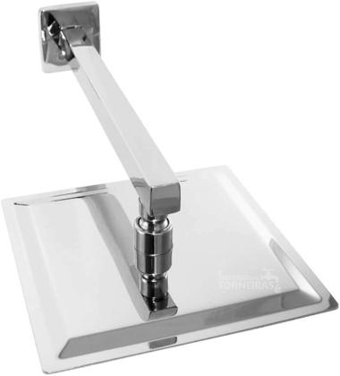 Imagem de Ducha Chuveiro Quadrada Metal Inox 20x20 CM Com Braco Quadrado 38 cm