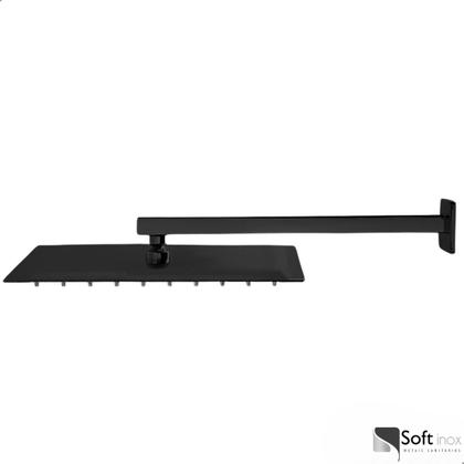 Imagem de Ducha Chuveiro Quadrada Slim 30x30cm em Aço Inox para Banheiro e Área Externa com Braço 40cm  Softinox