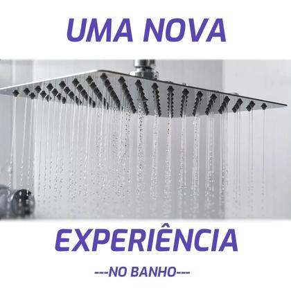 Imagem de Ducha Chuveiro Slim 20X20 Cm Inox + Braço 40Cm