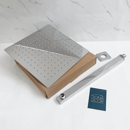 Imagem de Ducha Chuveiro Slim Quadrado 30x30 Inox Para Aquecedor Elétrico Gás E Piscina Area Interna Externa Banheiro Lavatório
