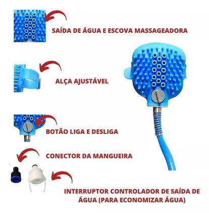 Imagem de Ducha com Mangueira Luva Para Banho Ducha Pet 1.5M PS96