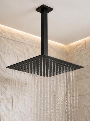 Imagem de Ducha Cromada 25cm. Slim Quadrado Preto Fosco Para Teto