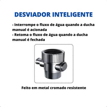 Imagem de Ducha de banho com desviador 30x30 quadrada metal inox