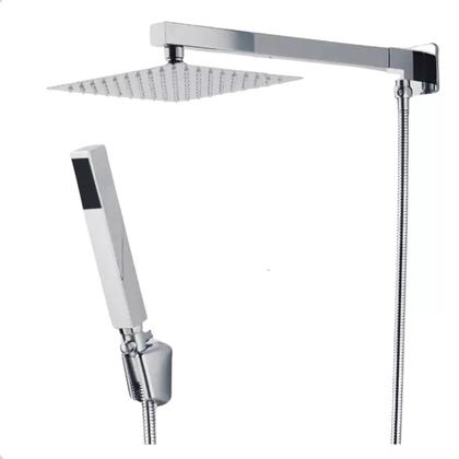 Imagem de Ducha de banho com desviador 30x30 quadrada metal inox