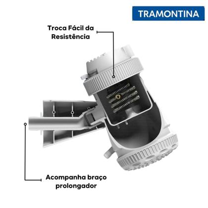 Imagem de Ducha Elétrica Chuveiro 3 Temp 4400W 110V Branca Tramontina