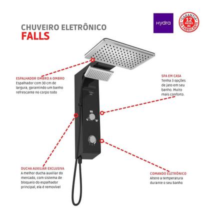 Imagem de Ducha Eletrônica Falls 127V 5500W Preto Hydra