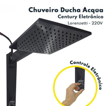 Imagem de Ducha Eletrônica Lorenzetti Acquacentury Preto 7500W 220V