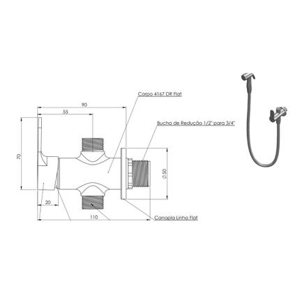 Imagem de Ducha hig.metal bk c/derivador flex 1,2m-1/4v-river/flat