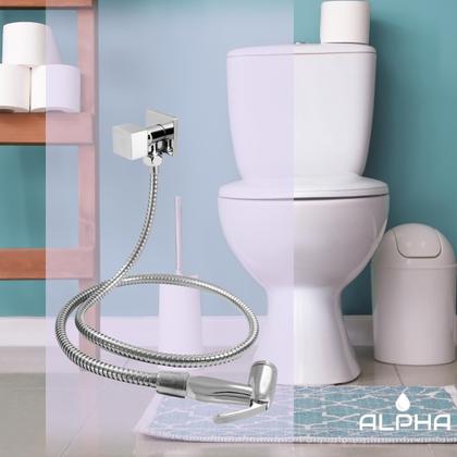 Imagem de Ducha Higiênica Acabamento Quadrado ABS Cromada ¼ Volta