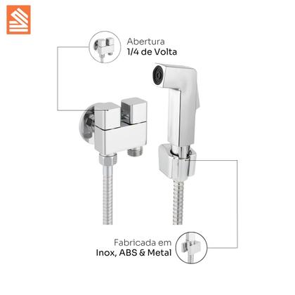 Imagem de Ducha Higiênica C77 Registro Duplo Duas Saídas Metal Cromado 1/2