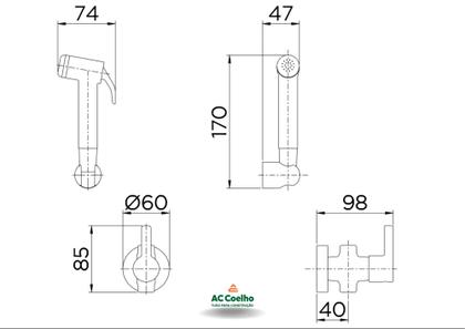 Imagem de Ducha Higienica com Derivação Chess Cromado/Branco - Docol