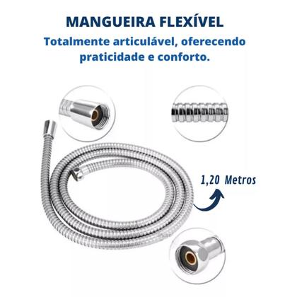 Imagem de Ducha Higiênica Com Registro Duplo Duas Saídas De Água Derivação Quadrado Dois Acionamentos Independentes