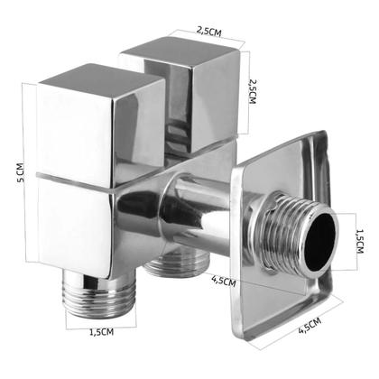 Imagem de Ducha Higiênica Com Registro Duplo Duas Saídas De Água Derivação Quadrado Dois Acionamentos Independentes