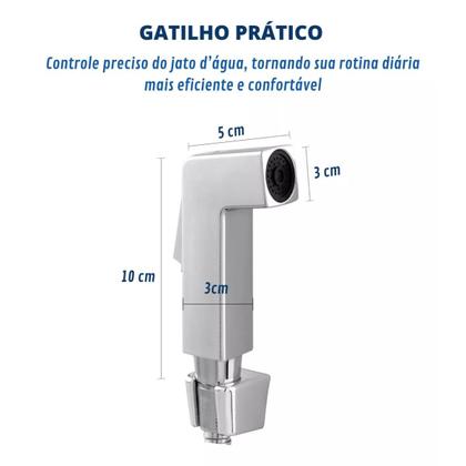 Imagem de Ducha Higiênica Com Registro Duplo Duas Saídas De Água Derivação Quadrado Dois Acionamentos Independentes