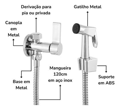 Imagem de Ducha Higienica Completa Com Desviador 2 Saídas Para Banheiro