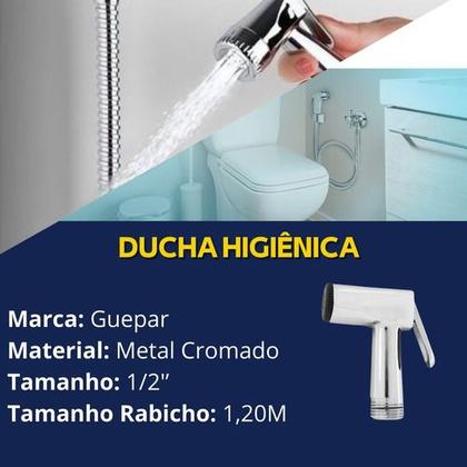 Imagem de Ducha Higienica Completa Guepar 1,20m Metal Cromada