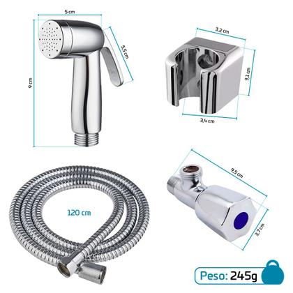 Imagem de Ducha Higiênica Completa Metal Cromado Engate Flexível 1,20 Metros Classic Beltempo